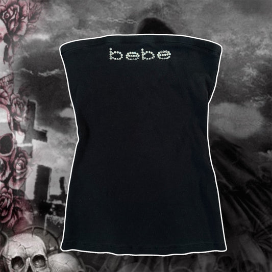 black rare bebe rhinestone y2k tube top (L)