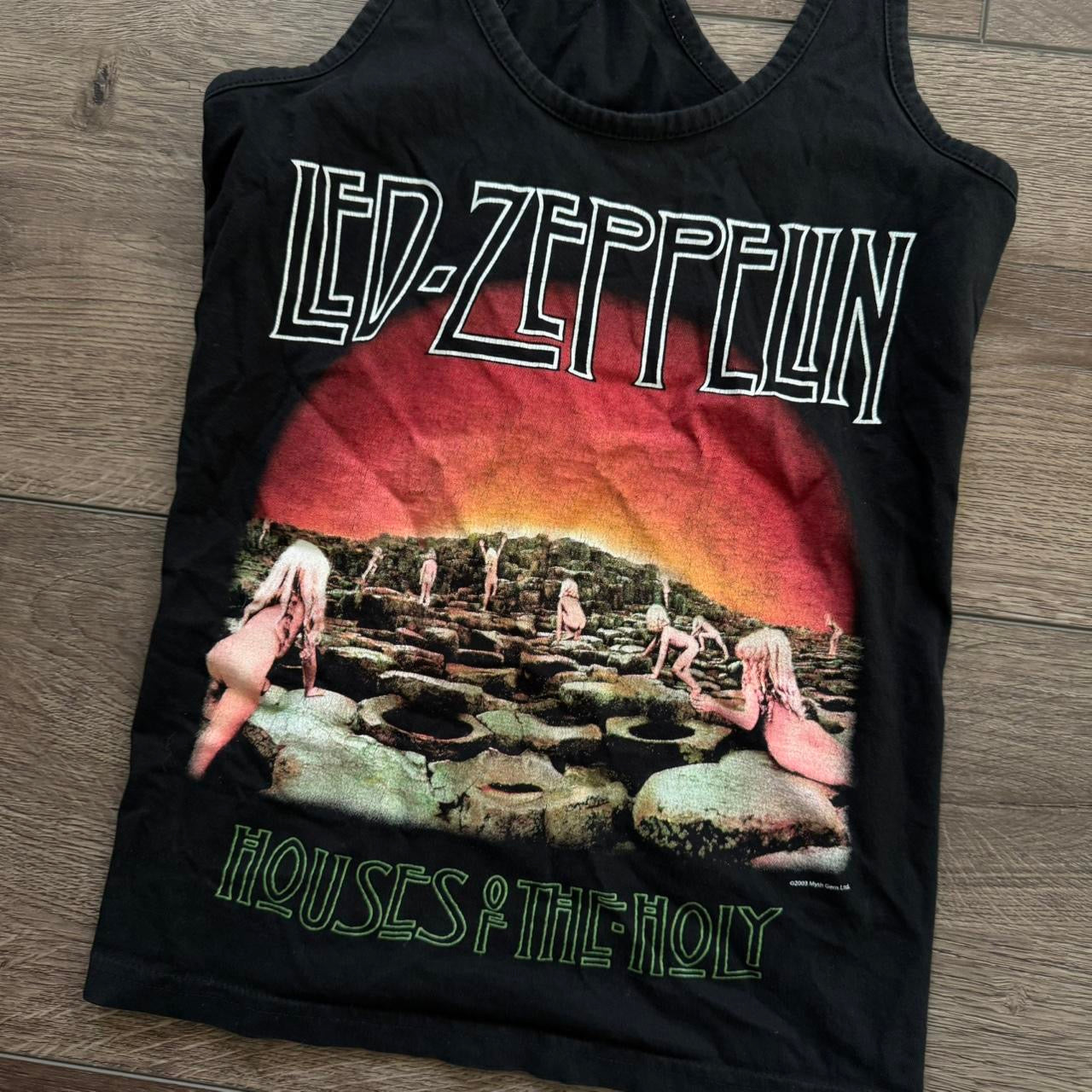 black y2k led zeppelin houses of the holy graphic band tank top