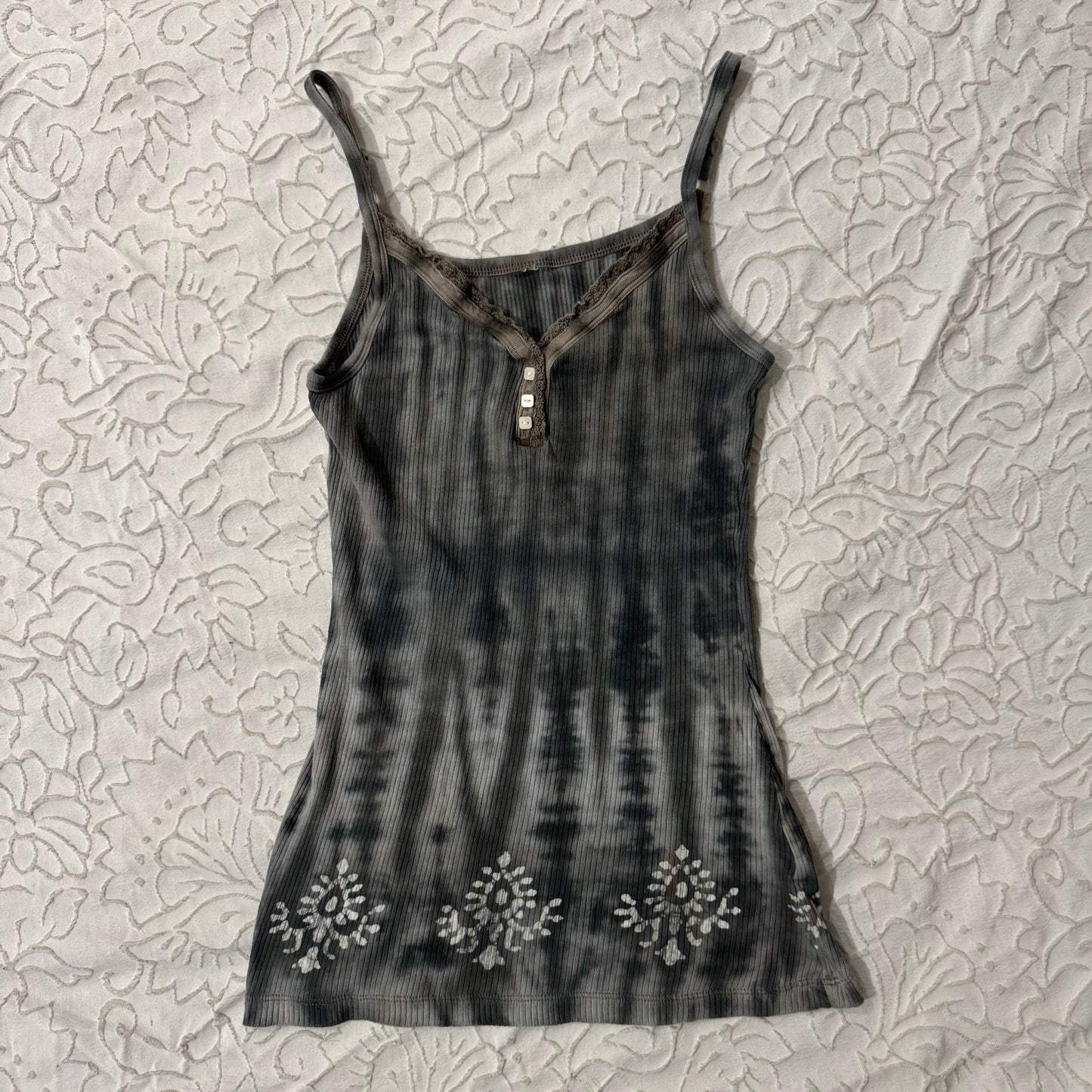 Grey & Black Tye Dye Grungy Cami Tank