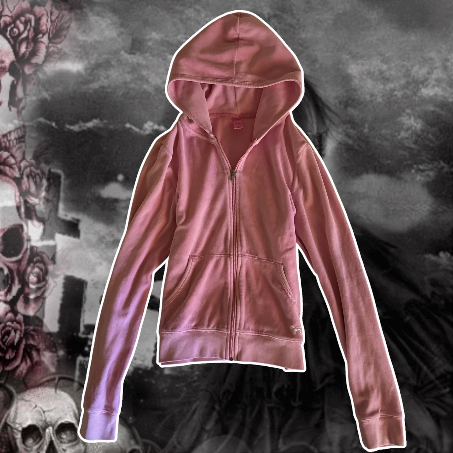 light pink VS PINK velour y2k 2000s zip up jacket (M)