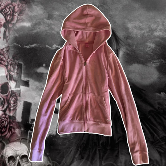 light pink VS PINK velour y2k 2000s zip up jacket (M)