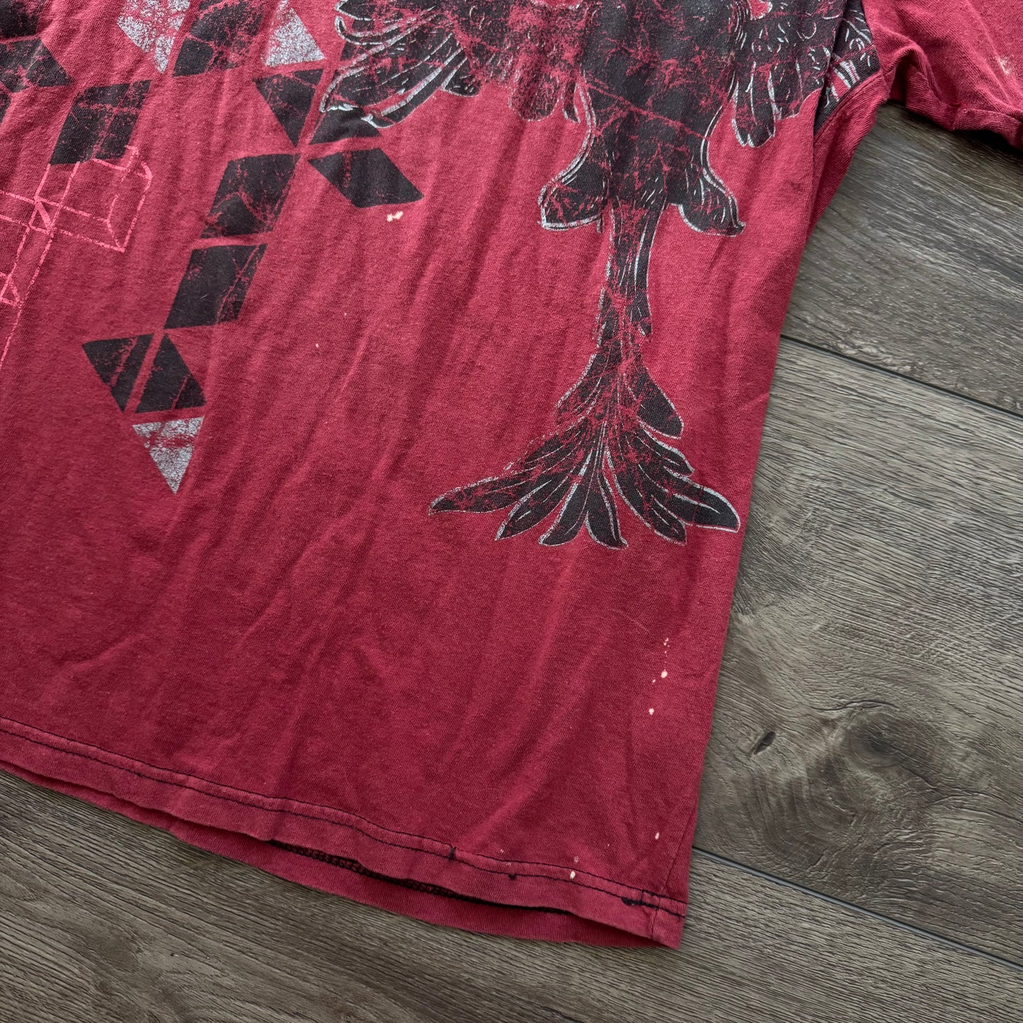 red & black cybery2k grungy men’s distressed graphic shirt