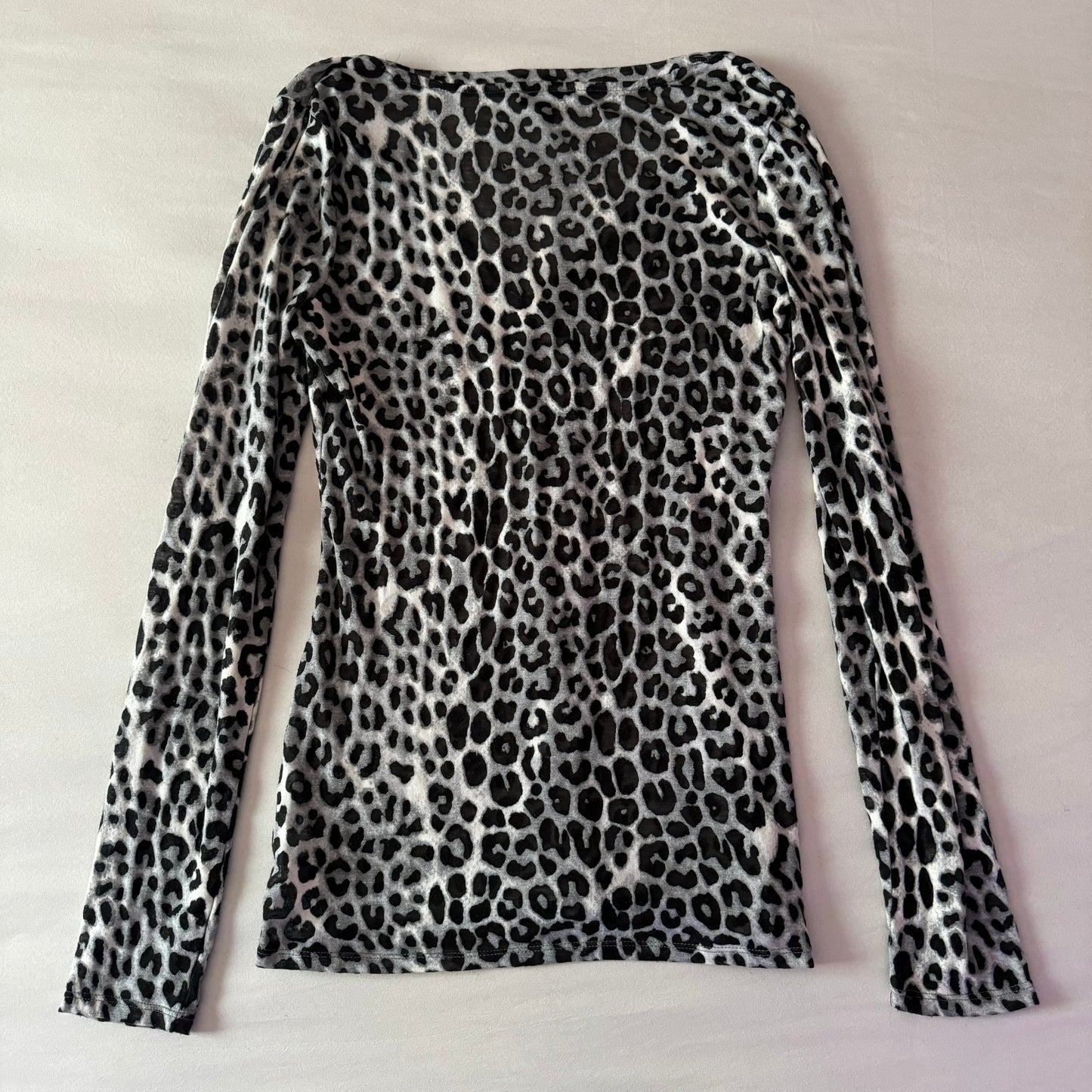 Black & White ‘Express’ Leopard Print Sheerish Long Sleeve Shirt