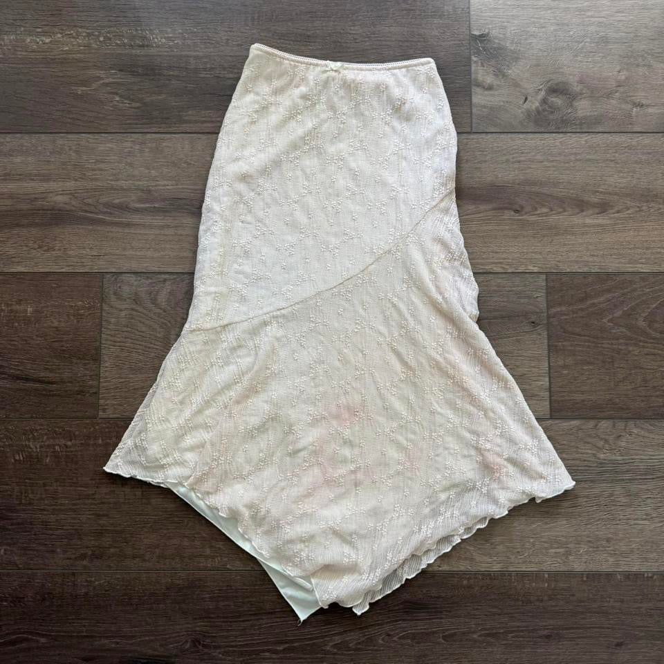 Light Baby Pink ‘Full Tilt’ Lacey Asymmetrical Skirt
