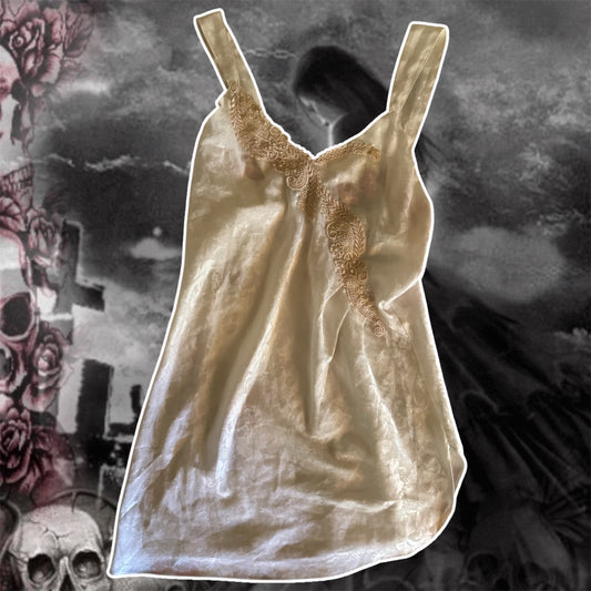 white victoria’s secret 90’s beaded slip lingerie dress (M)
