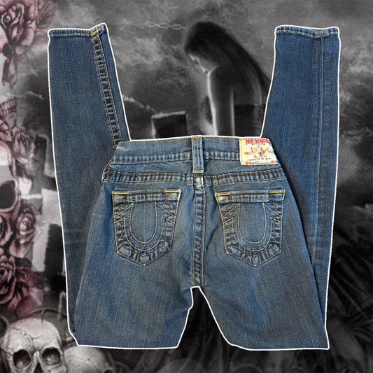 denim blue true religion skinny jeans low rise y2k (24)