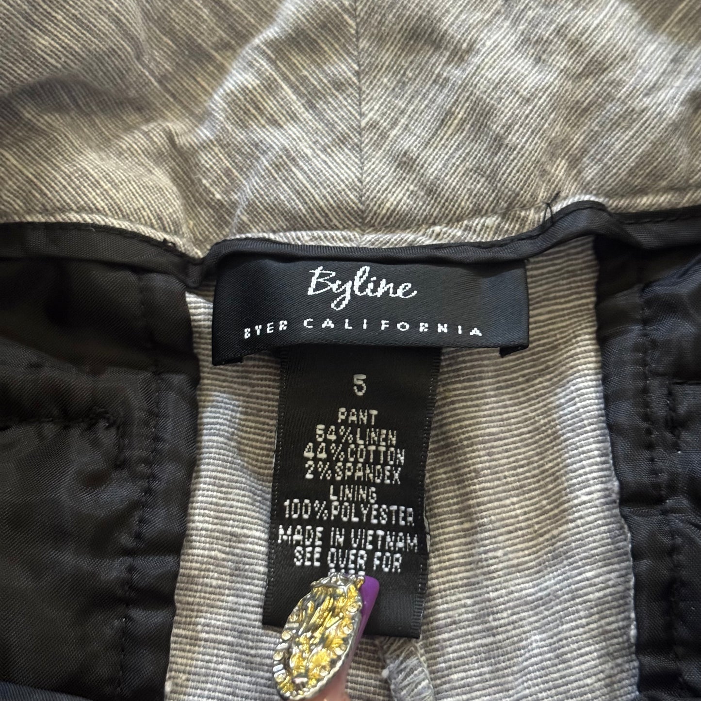 grey grungy office core button capri pants