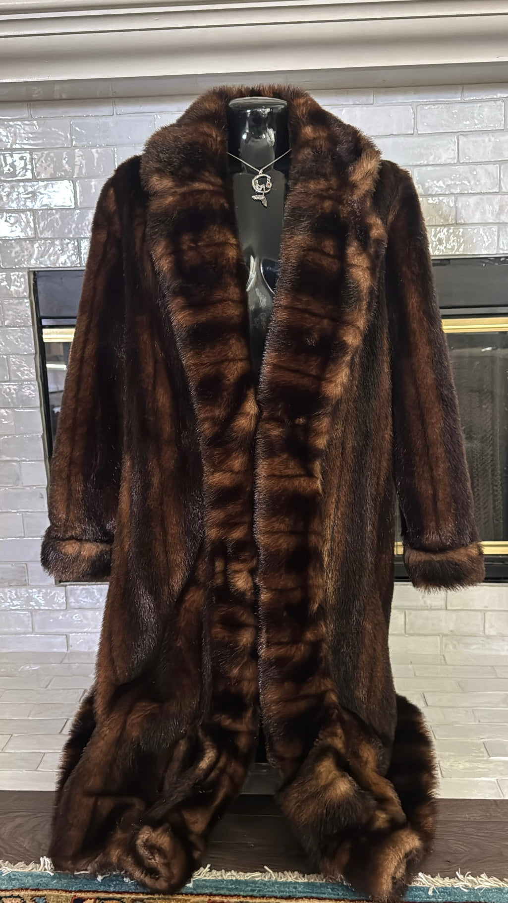 brown terry lewis classic luxuries women’s long fur coat