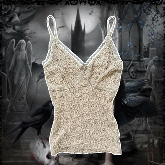 nude vintage forever 21 flower cami lace trim