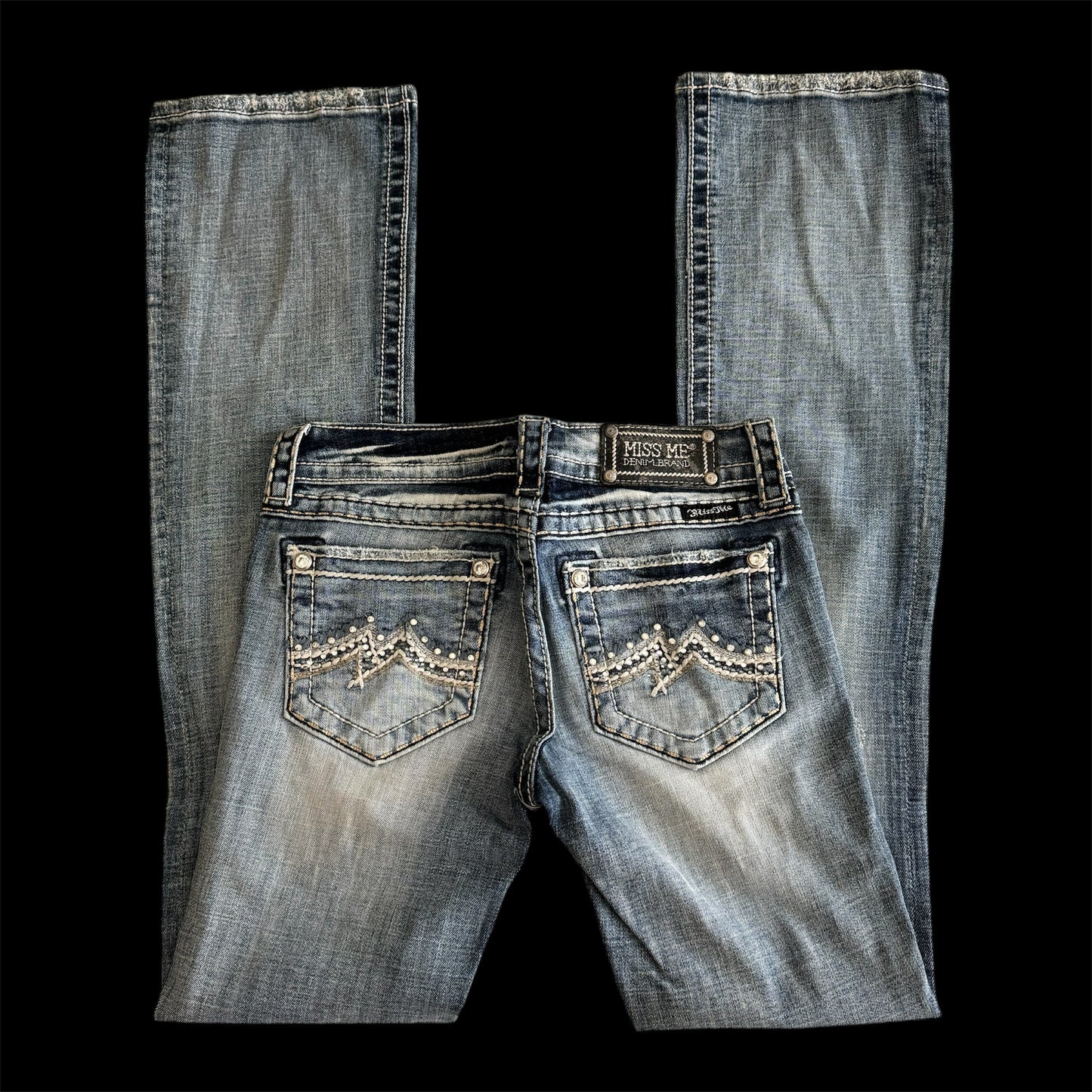 Denim Light Wash ‘Miss Me’ Deadstock Y2K Lowrise Bootcut Jeans