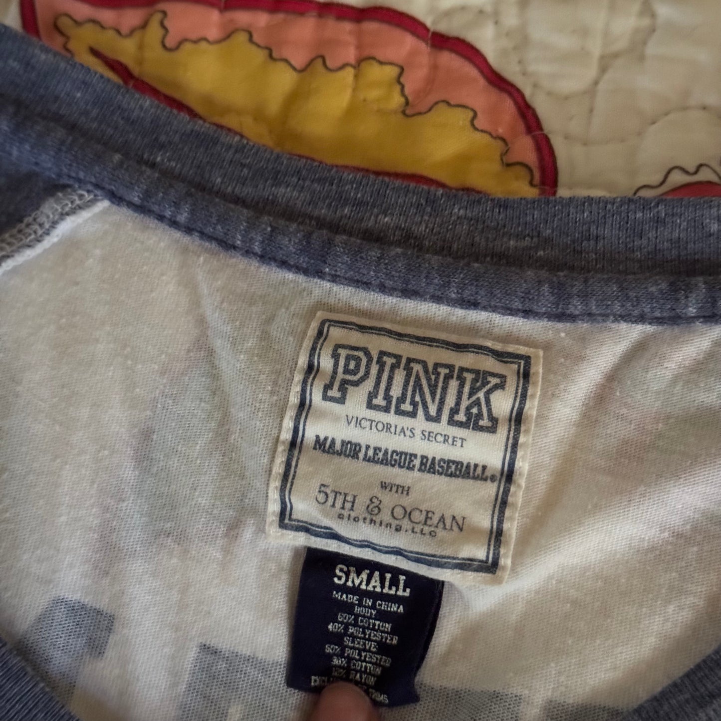 blue and white VS PINK san diego padres MLB cute slogan 3/4 sleeve shirt (S)