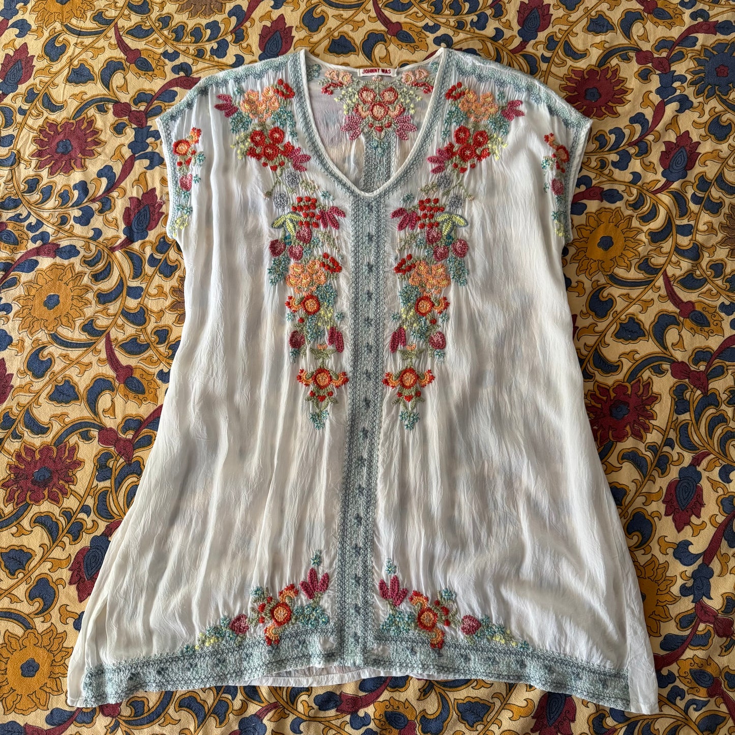 johnny was embroidered boho tunic mini dress