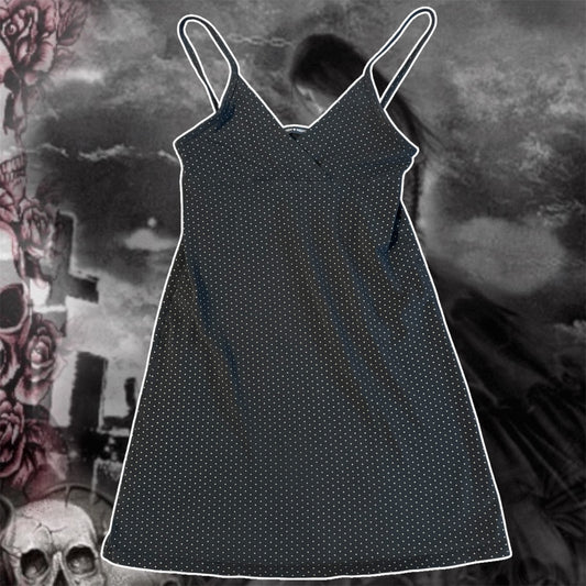 black & white polka dot brandy melville grungy babydoll dress (os)