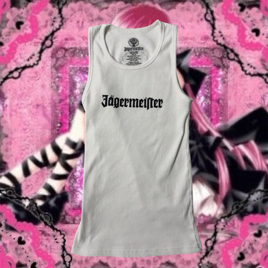 White ‘Jägermeister’ Liquor Graphic Tank Top