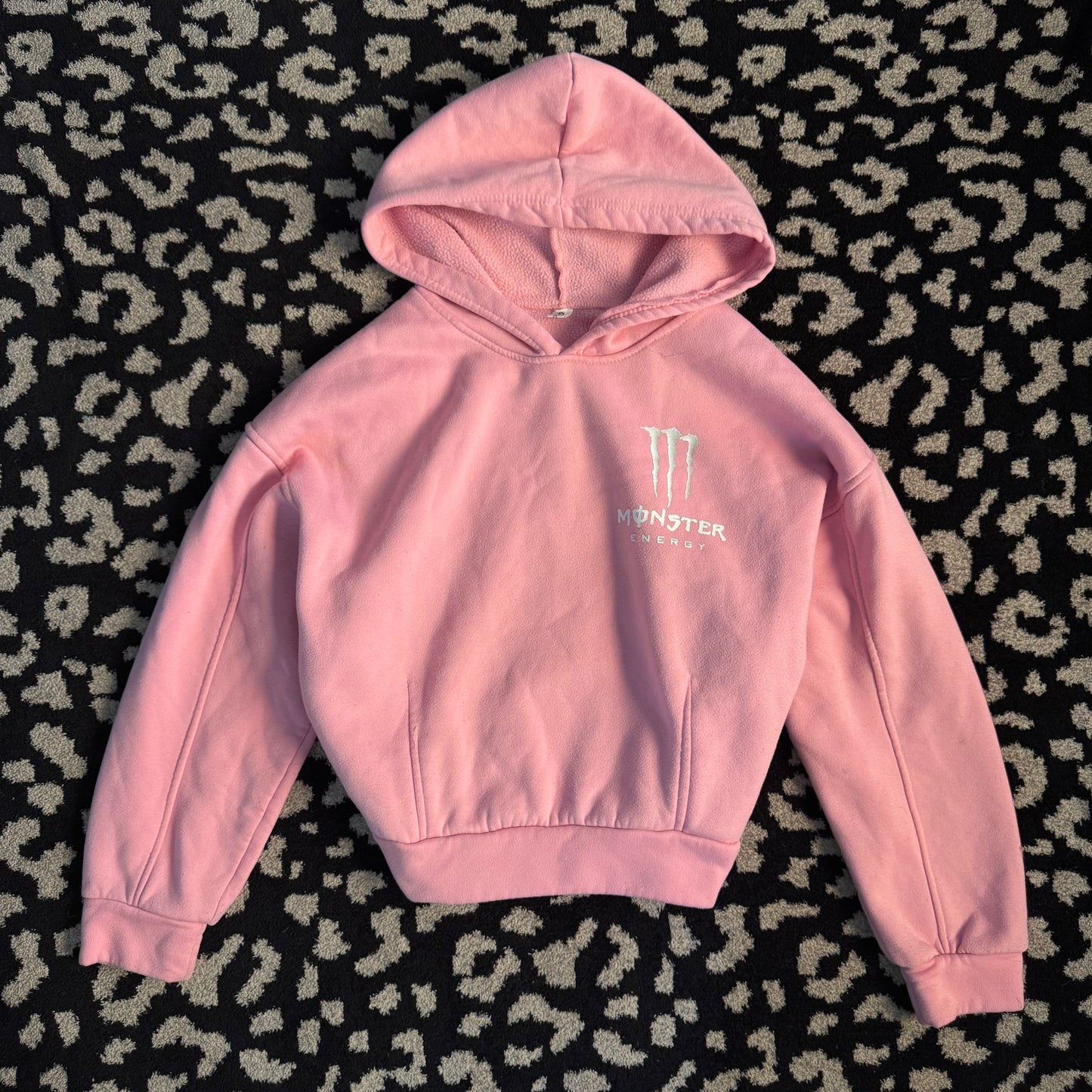 pink monster energy girls hoodie jacket (m)