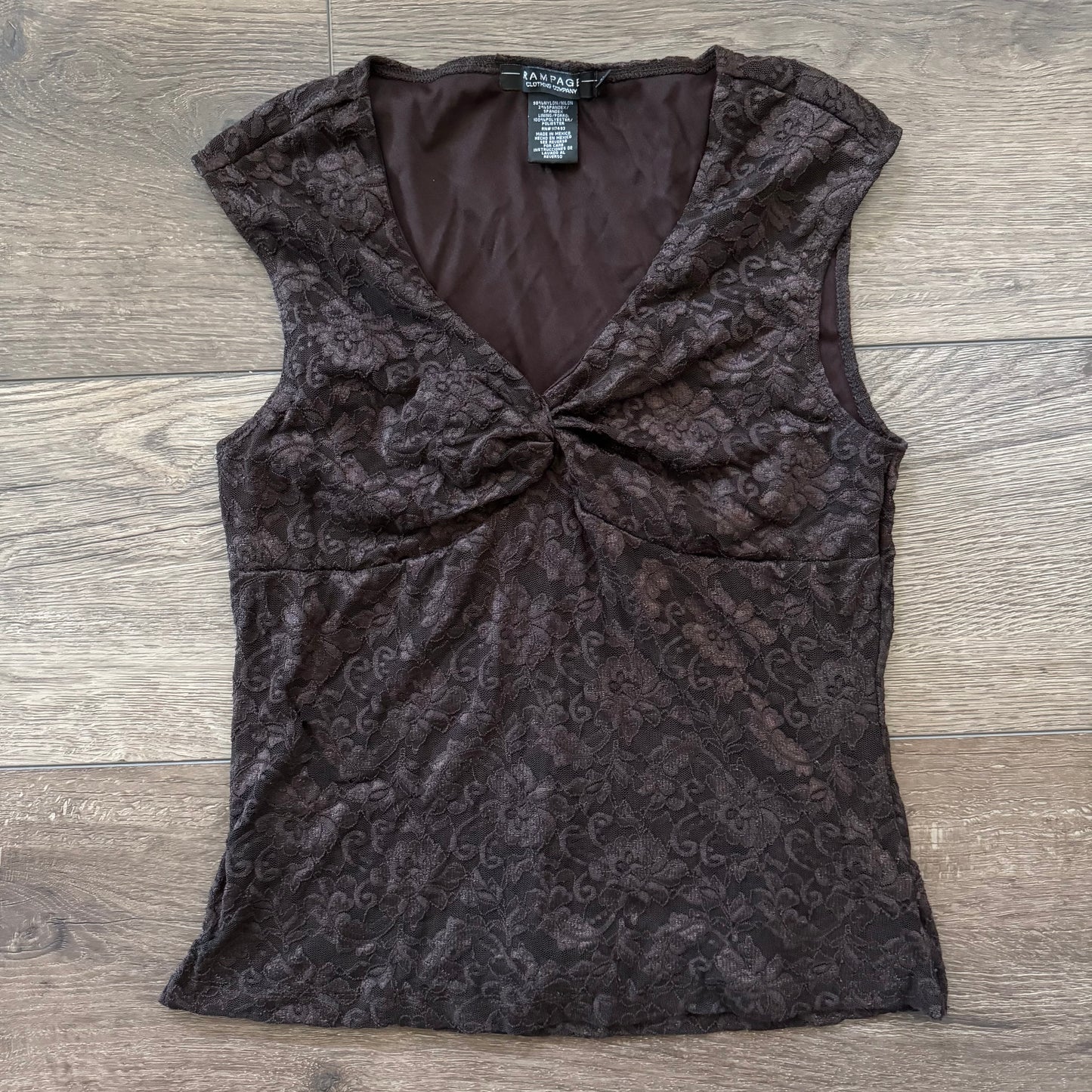 brown lace rampage grungy blouse (L)