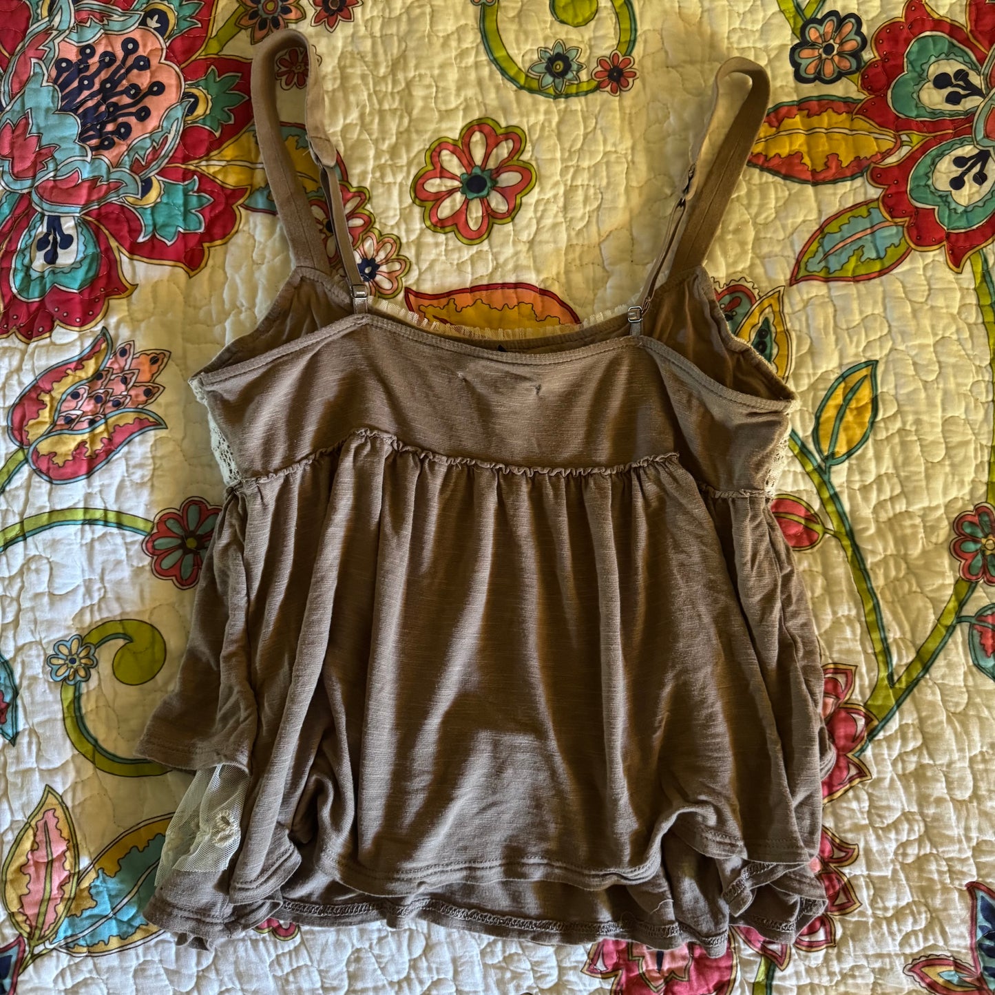 brown & creme american eagle babydoll cami top (S)