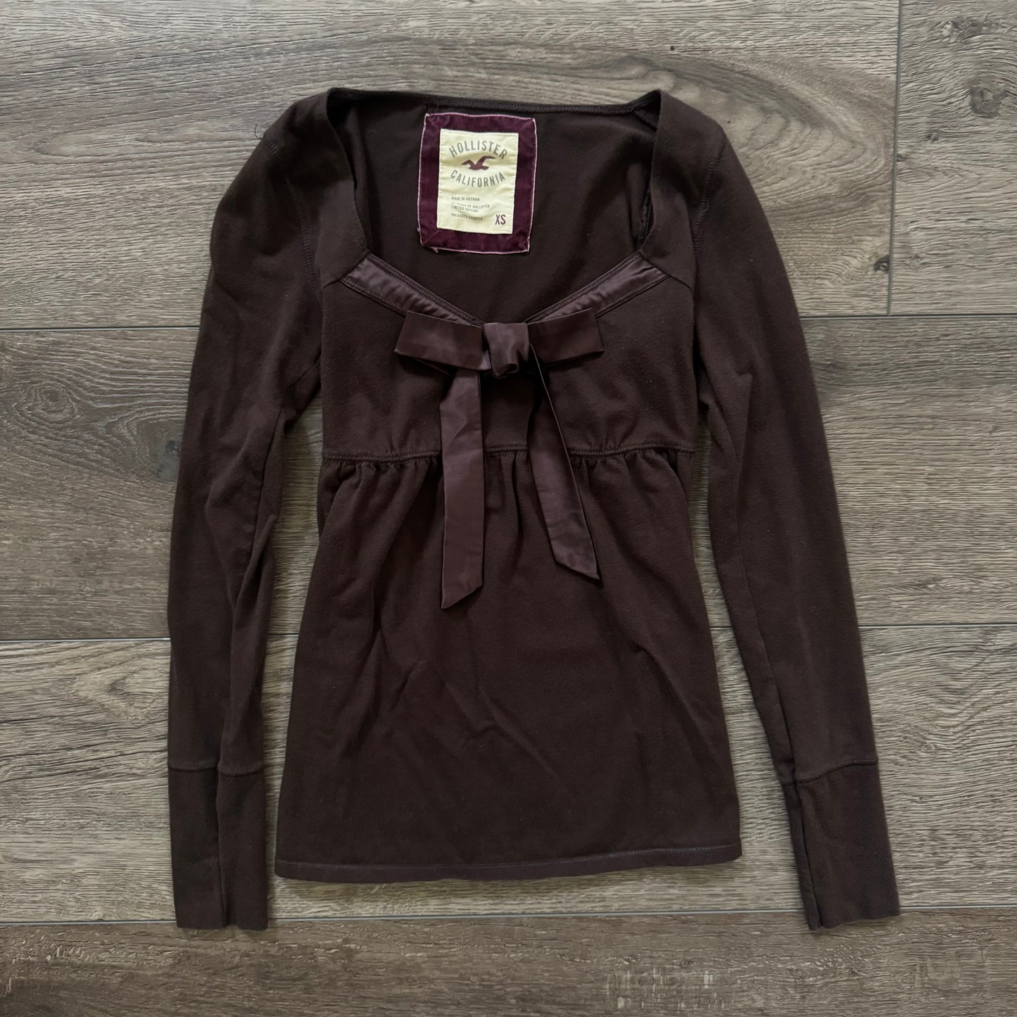 brown hollister babydoll limited edition bow top