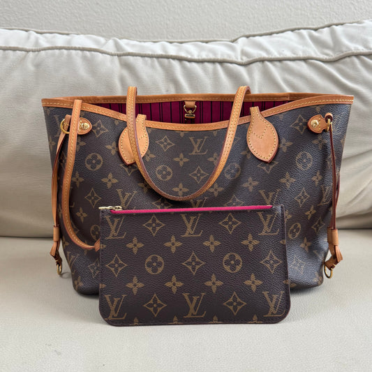 louis vuitton neverfull pm pivoine w/ pochette authentic