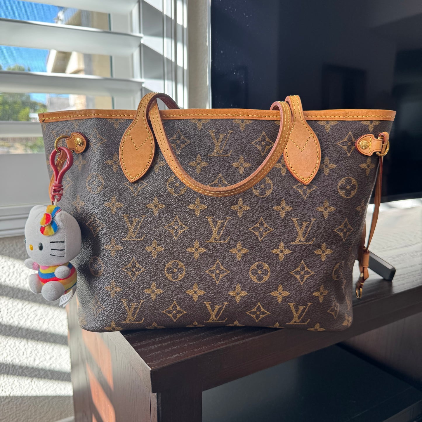 louis vuitton neverfull pm pivoine w/ pochette authentic