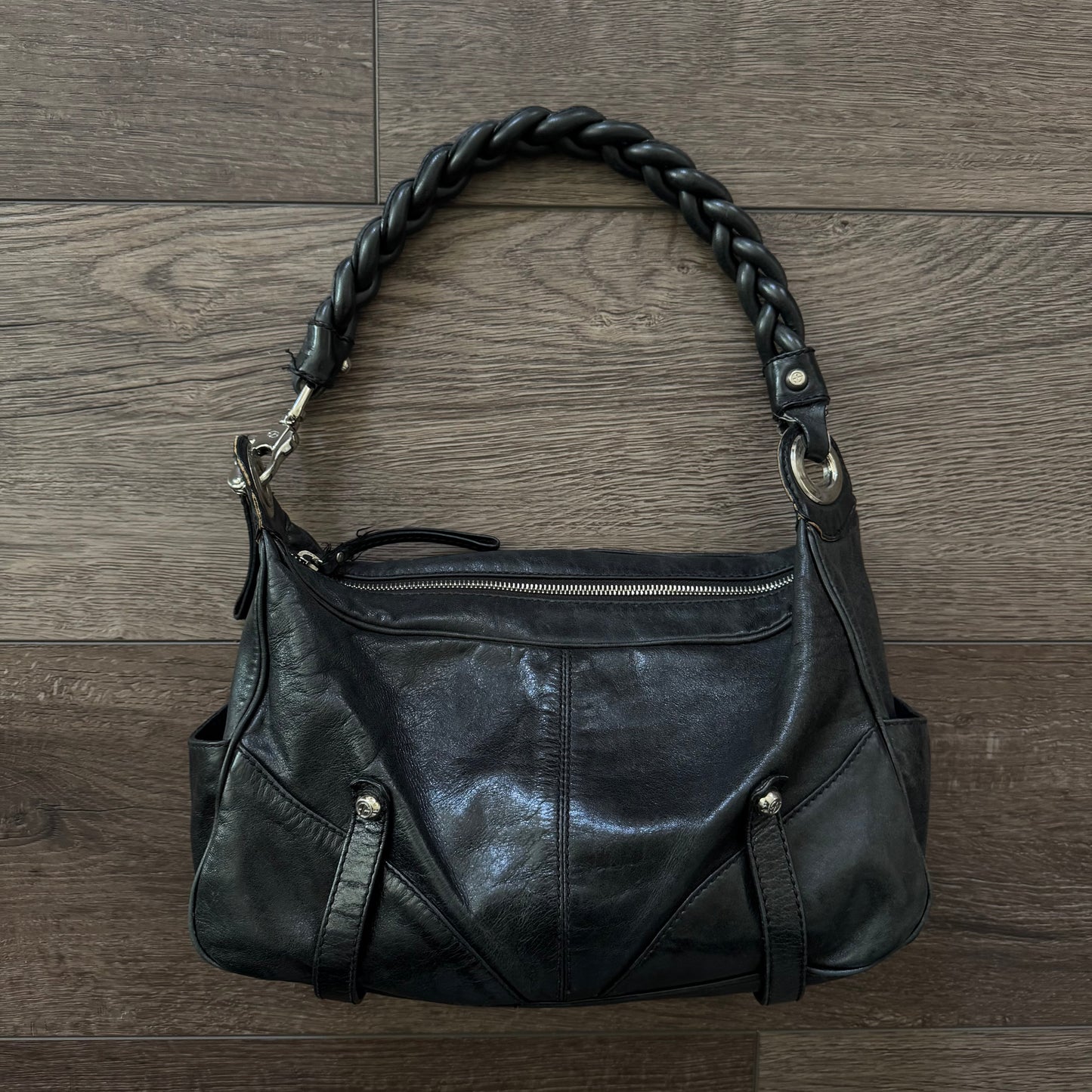 black francesco bias is leather city bag inspo braided handle purse