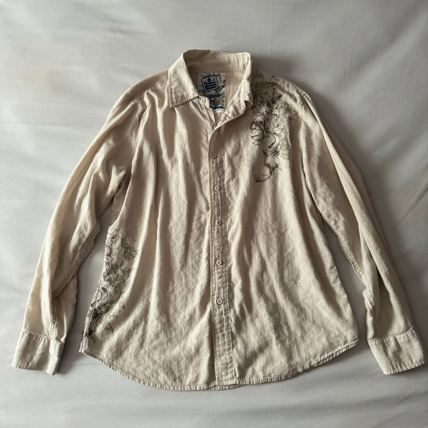 Crème ‘Machine’ Y2K Collared Men’s Shirt