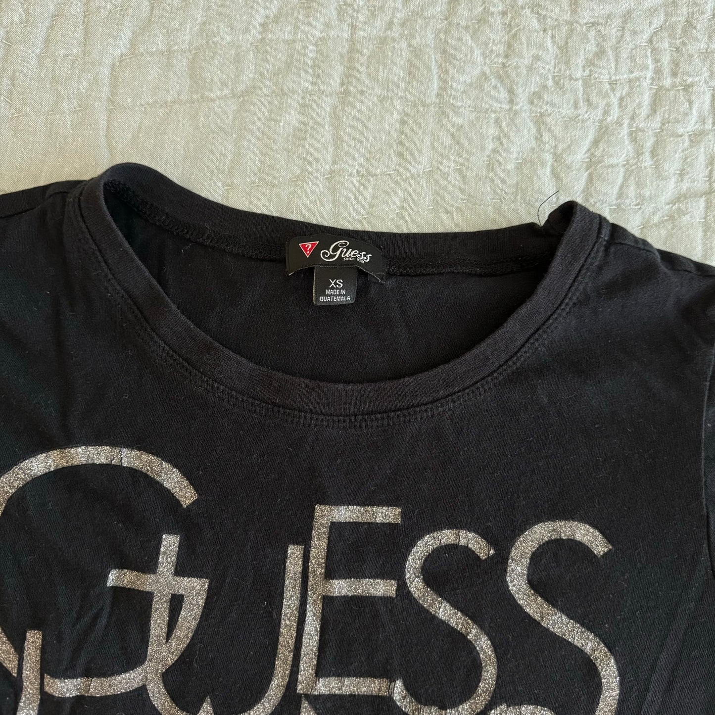 Black ‘Guess’ Y2K Sparkly Graphic Shirt