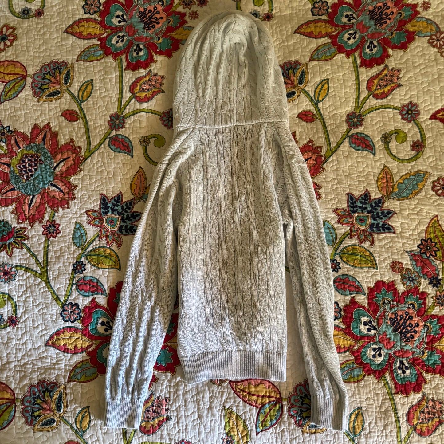 light blue brandy melville knitted zip up jacket (M)