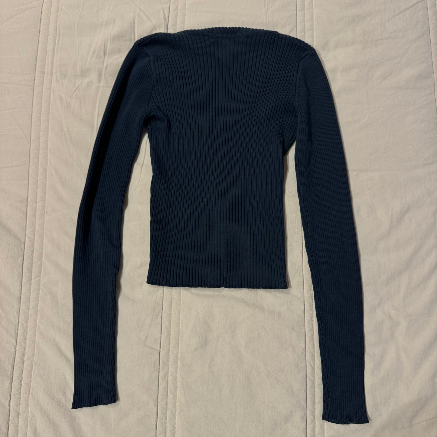 Navy Blue ‘Brandy Melville’ V Neck Cropped Sweater