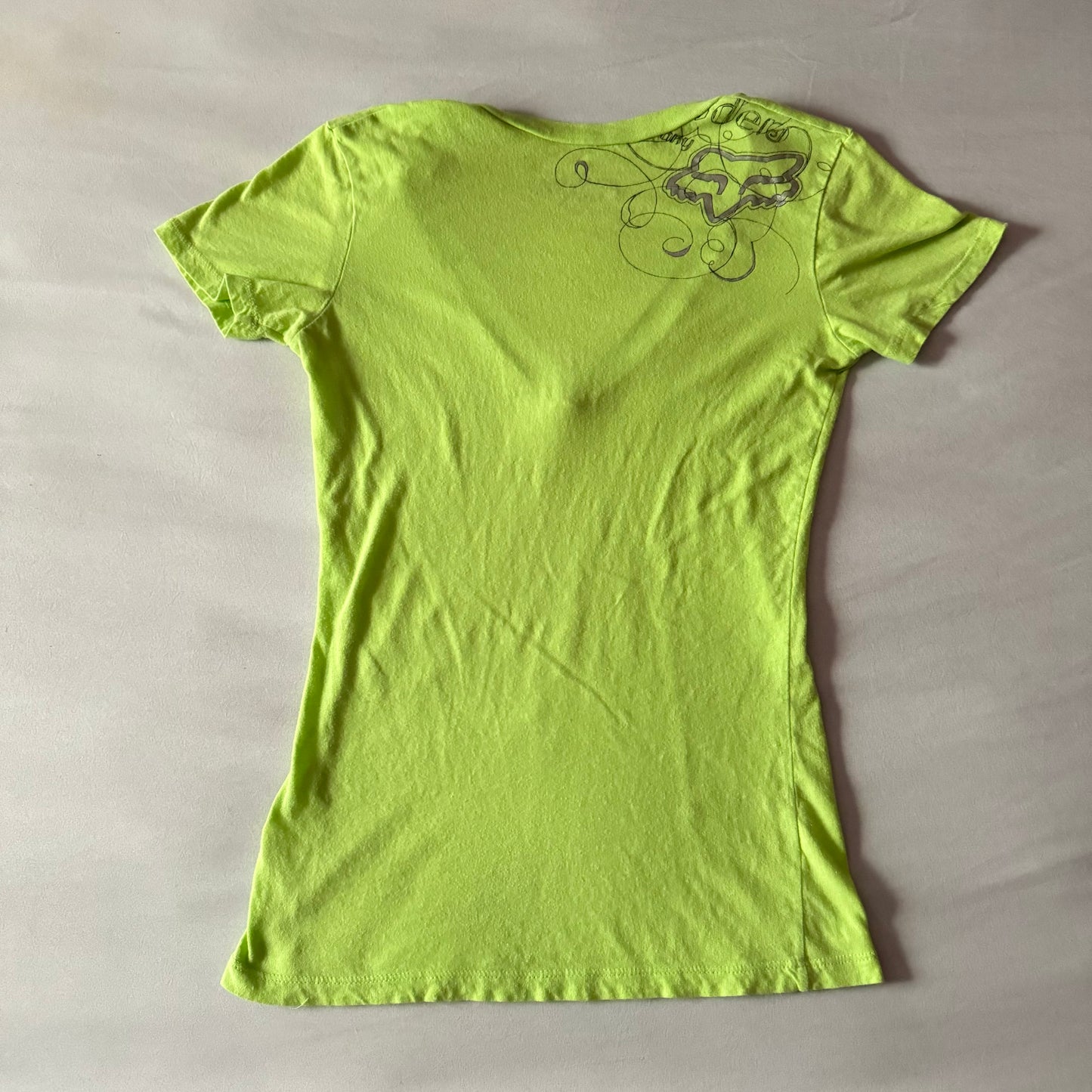 Neon Yellow ‘Fox’ V Neck Graphic Shirt