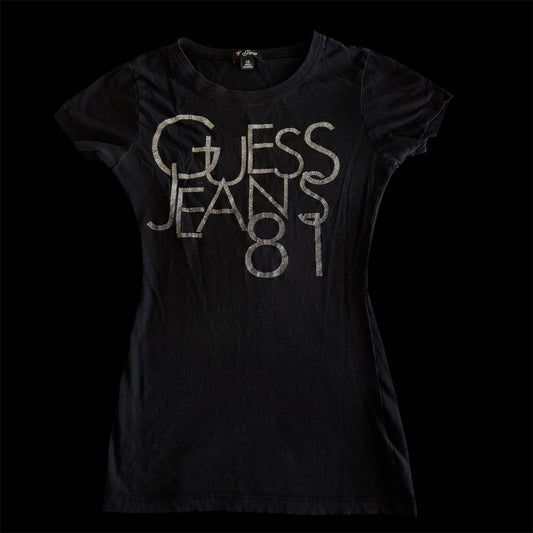 Black ‘Guess’ Y2K Sparkly Graphic Shirt