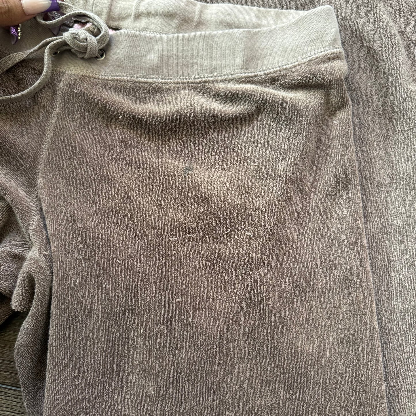 tan juicy couture low rise flare terrycloth sweatpants