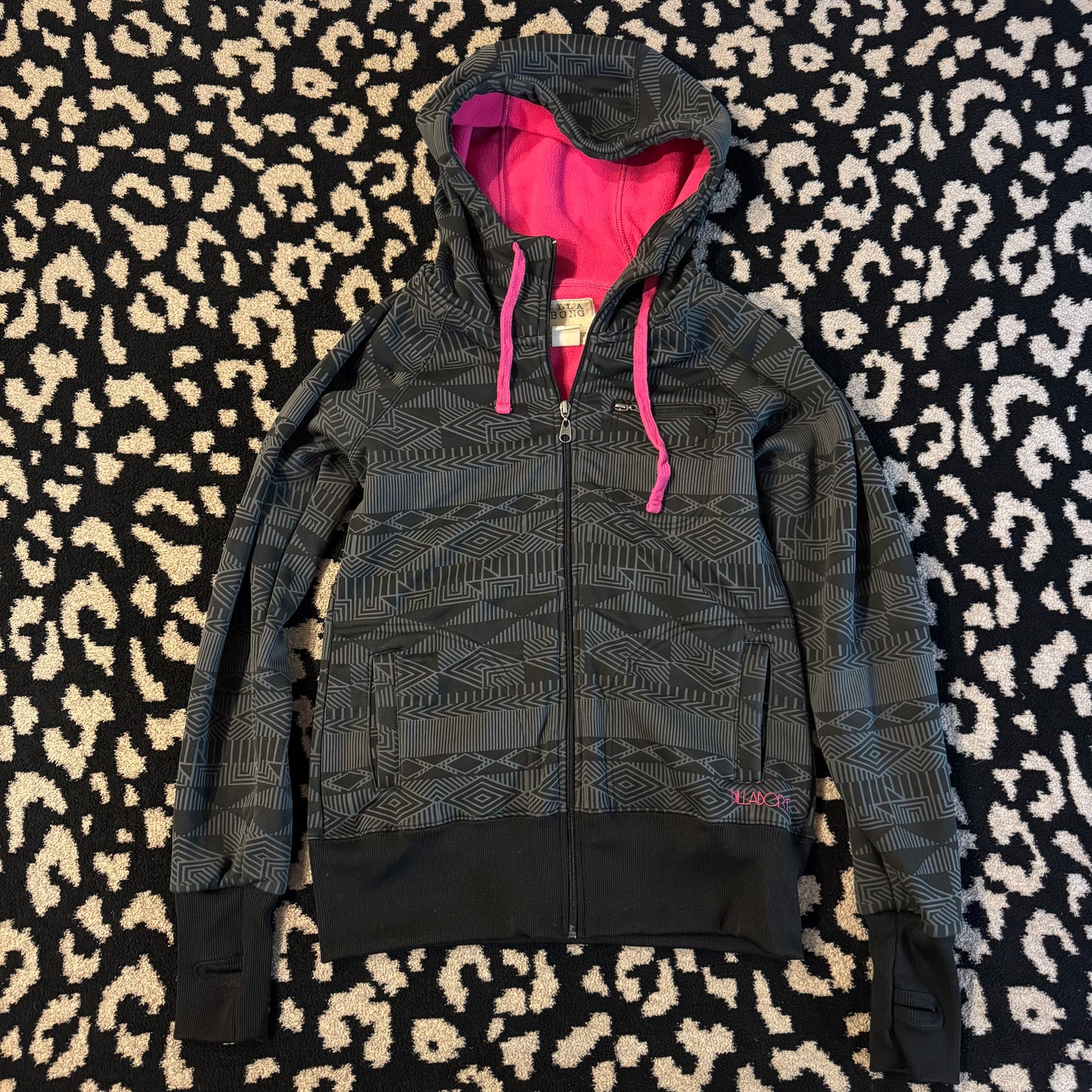 black and pink billabong y2k surfer long sleeve jacket (M)