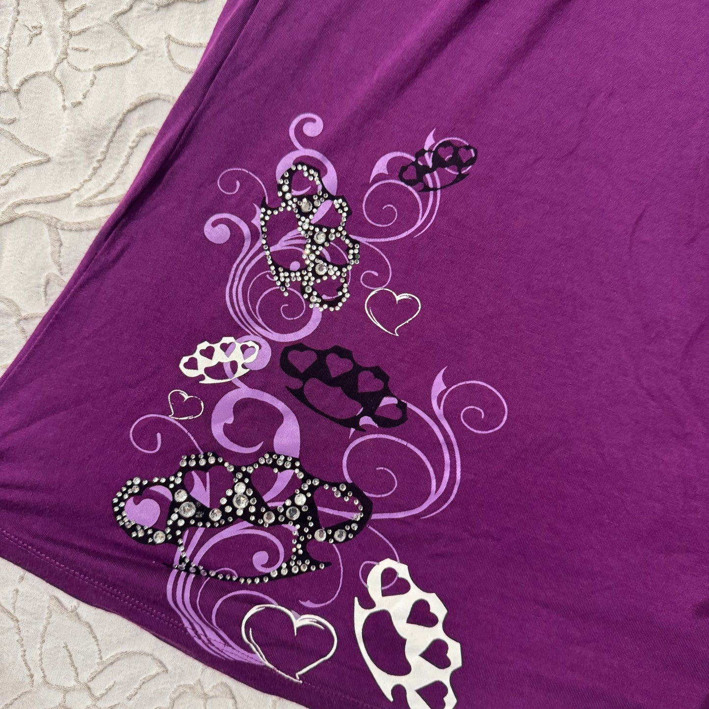 Purple ‘So Cal’ Cyber Y2K Brass Knuckles Rhinestone Dress