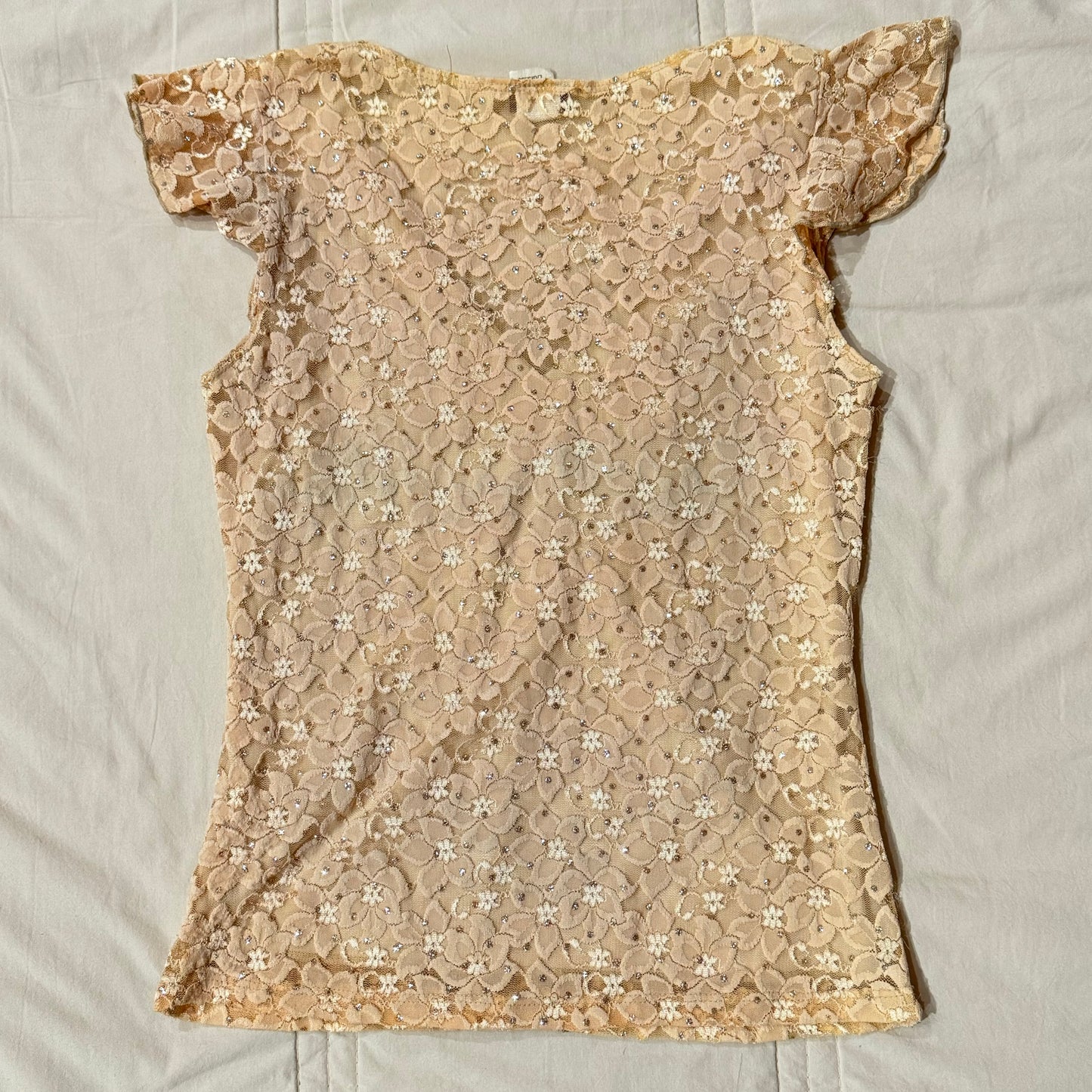 Peach Beige ‘Janette’ Y2K Sparkly Blouse