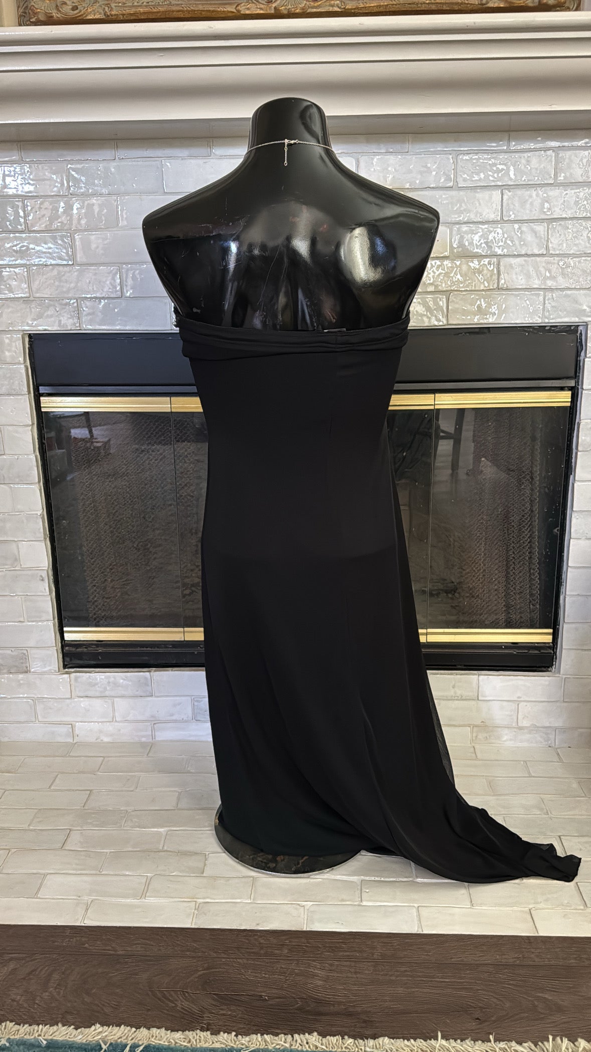 black y2k sequin asymmetric layered long dress