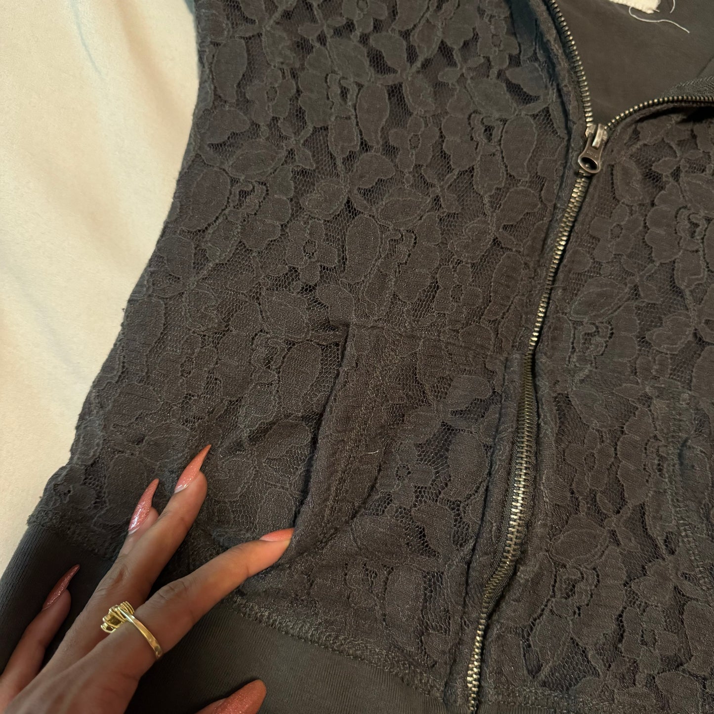 Dark Grey ‘Aeropostale’ Lace Floral Jacket