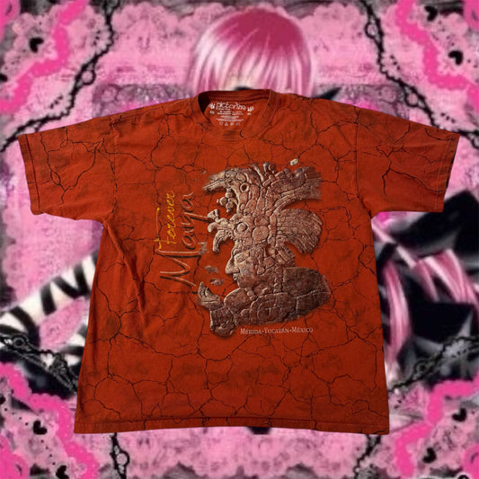 Red ‘Pictorira’ Mexican Mayan Graphic Shirt