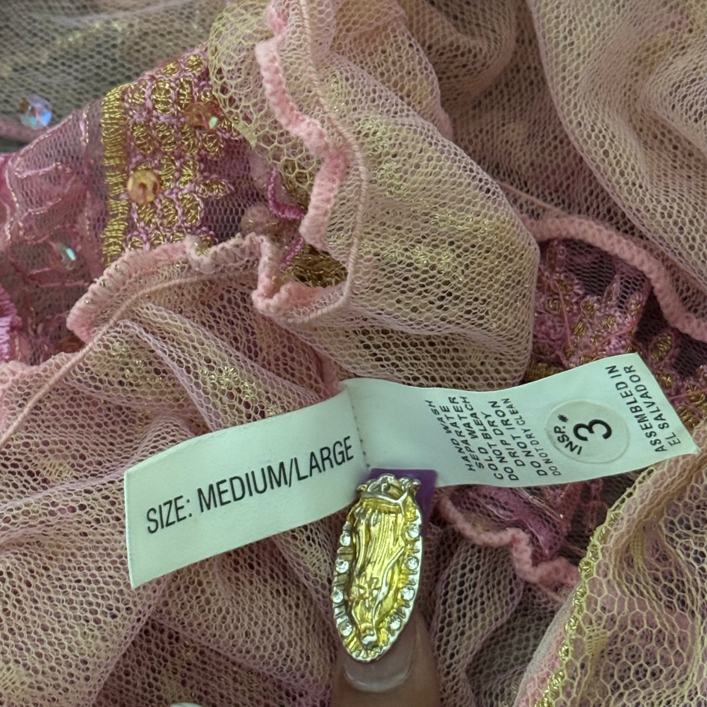pink & gold mesh y2k fairycore top