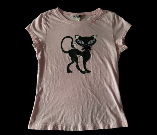 Baby Pink ‘Self Esteem’ Y2K Cat with Bow Tie Baby Tee