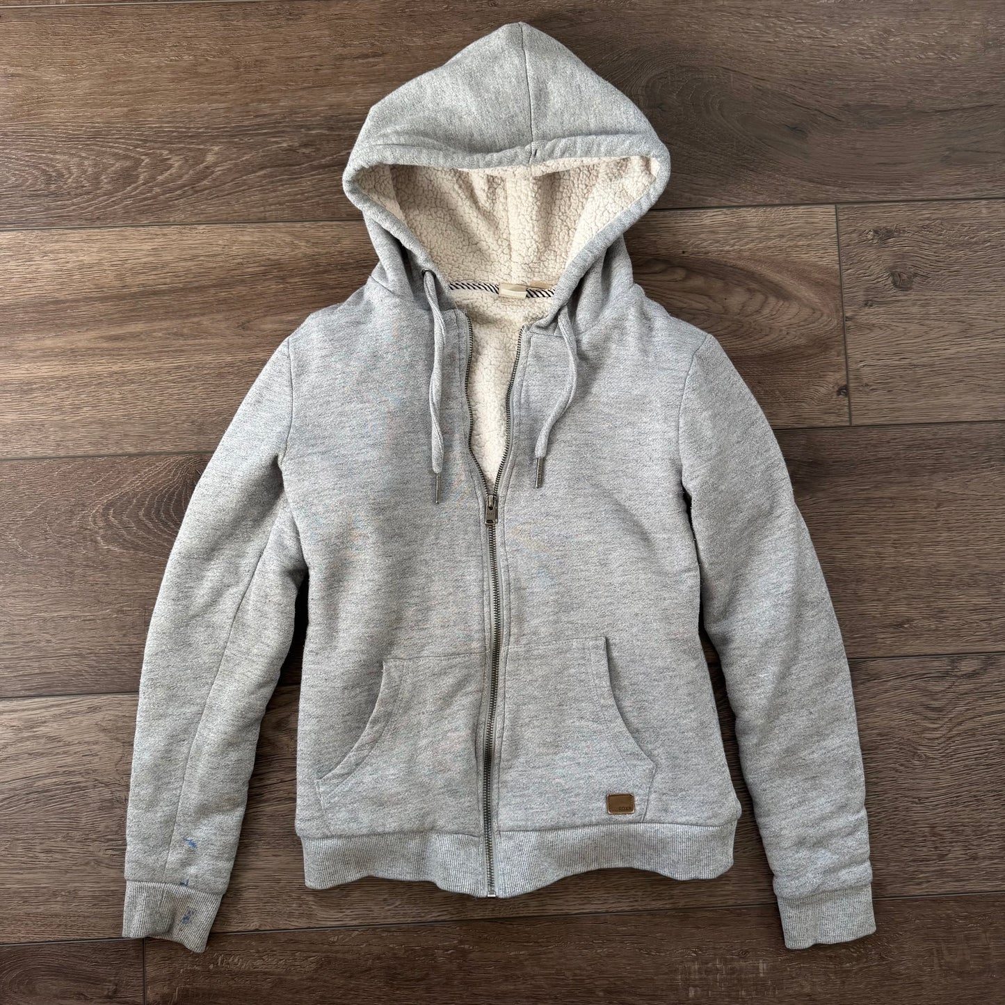 grey roxy y2k sherpa fur beach jacket (M)