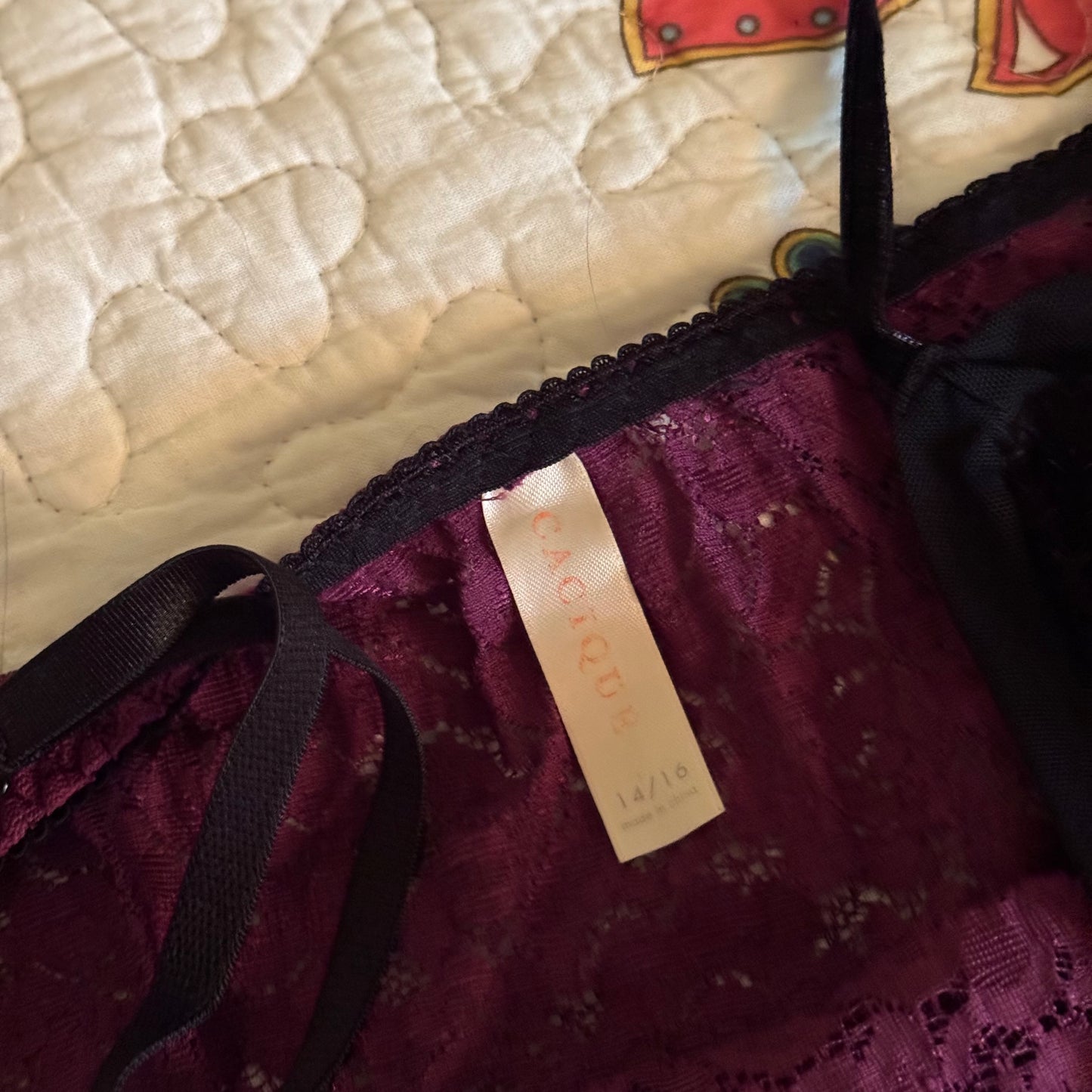 purple & black floral velvet mesh y2k fairy cami top (L/XL)