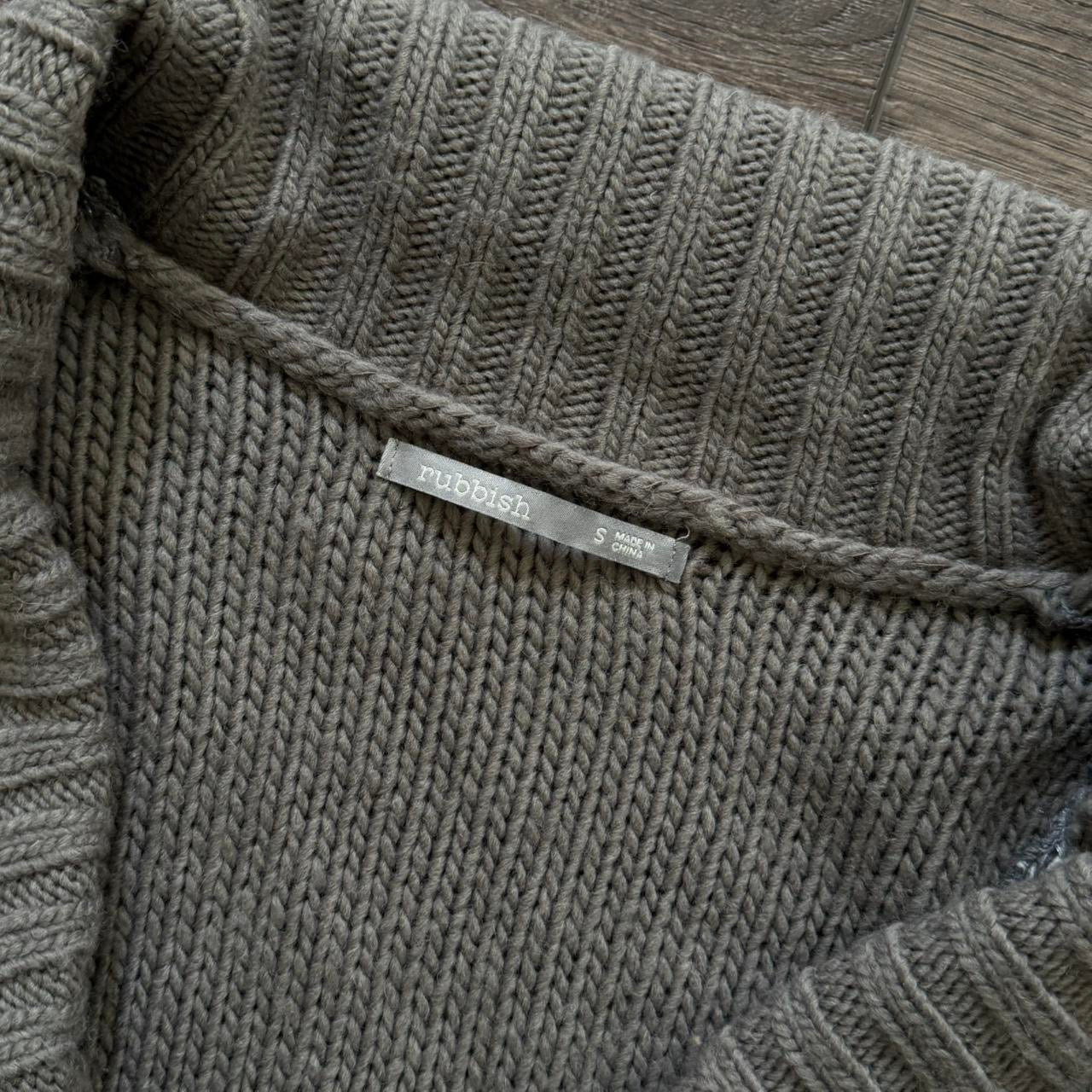 grey & sliver y2k knitted grungy zip up sweater jacket