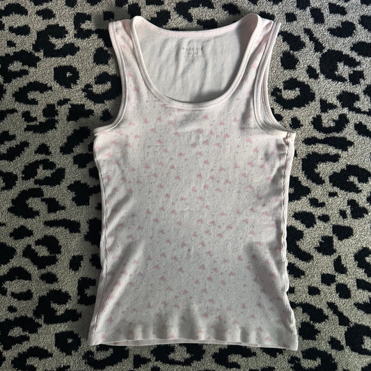 light baby pink y2k no boundaries heart robbed tank top (M)