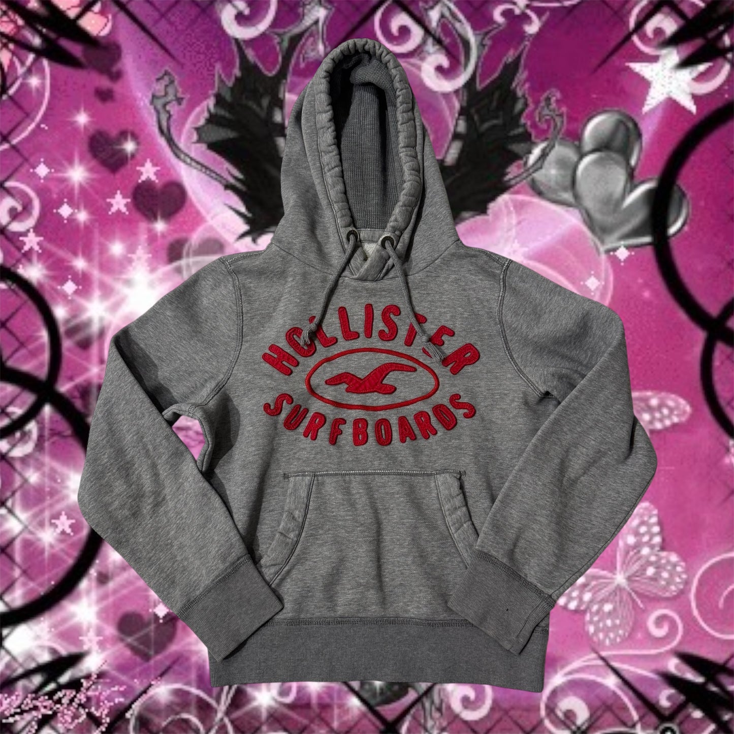 Grey ‘Hollister’ Red Embroidered Hoodie