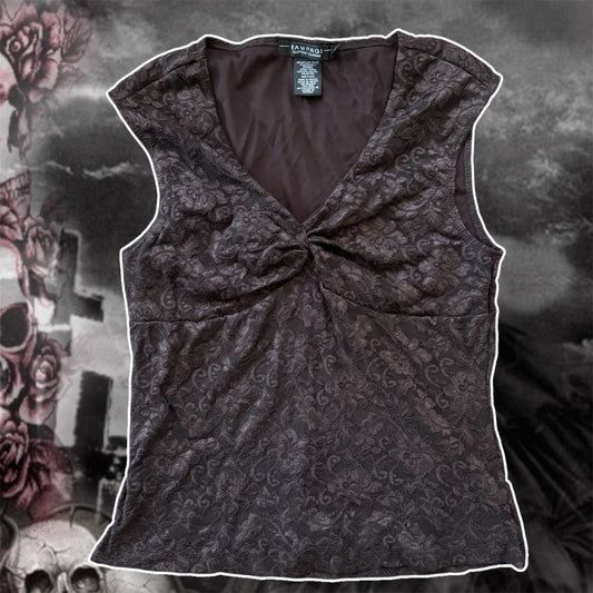 brown lace rampage grungy blouse (L)