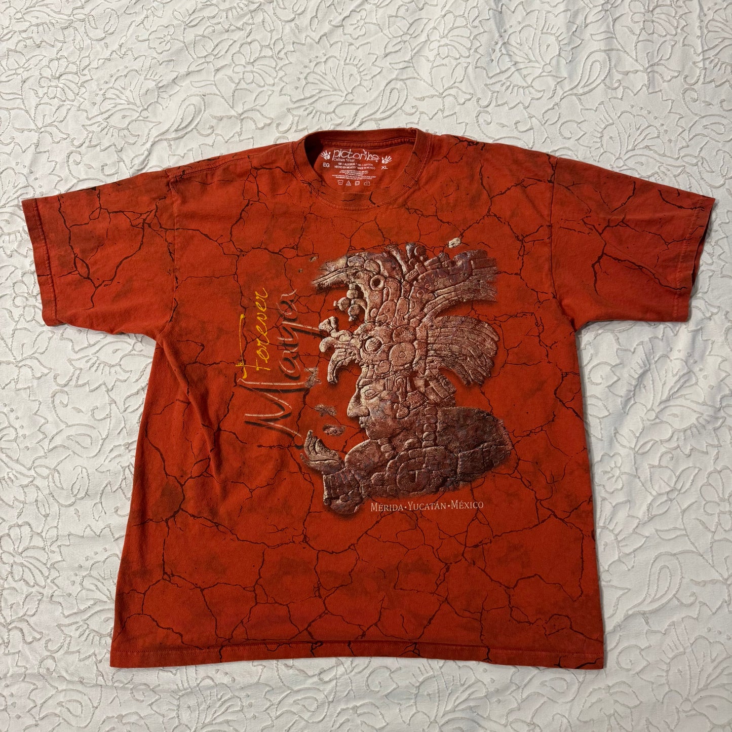 Red ‘Pictorira’ Mexican Mayan Graphic Shirt