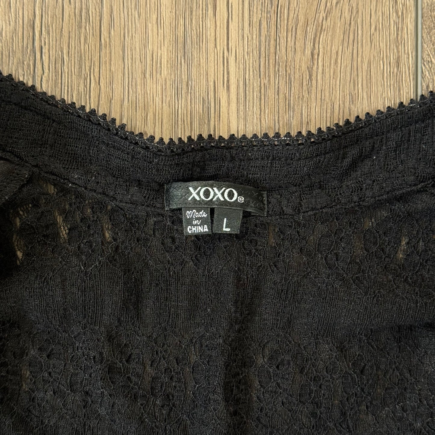 black y2k xoxo corset gothic short sleeve blouse (L)