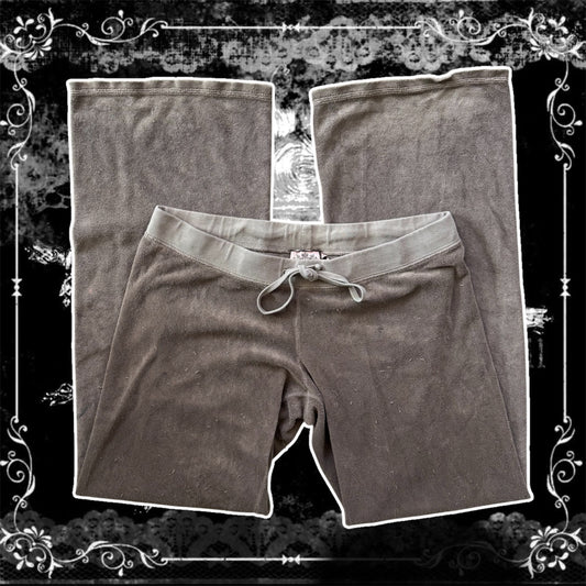 tan juicy couture low rise flare terrycloth sweatpants
