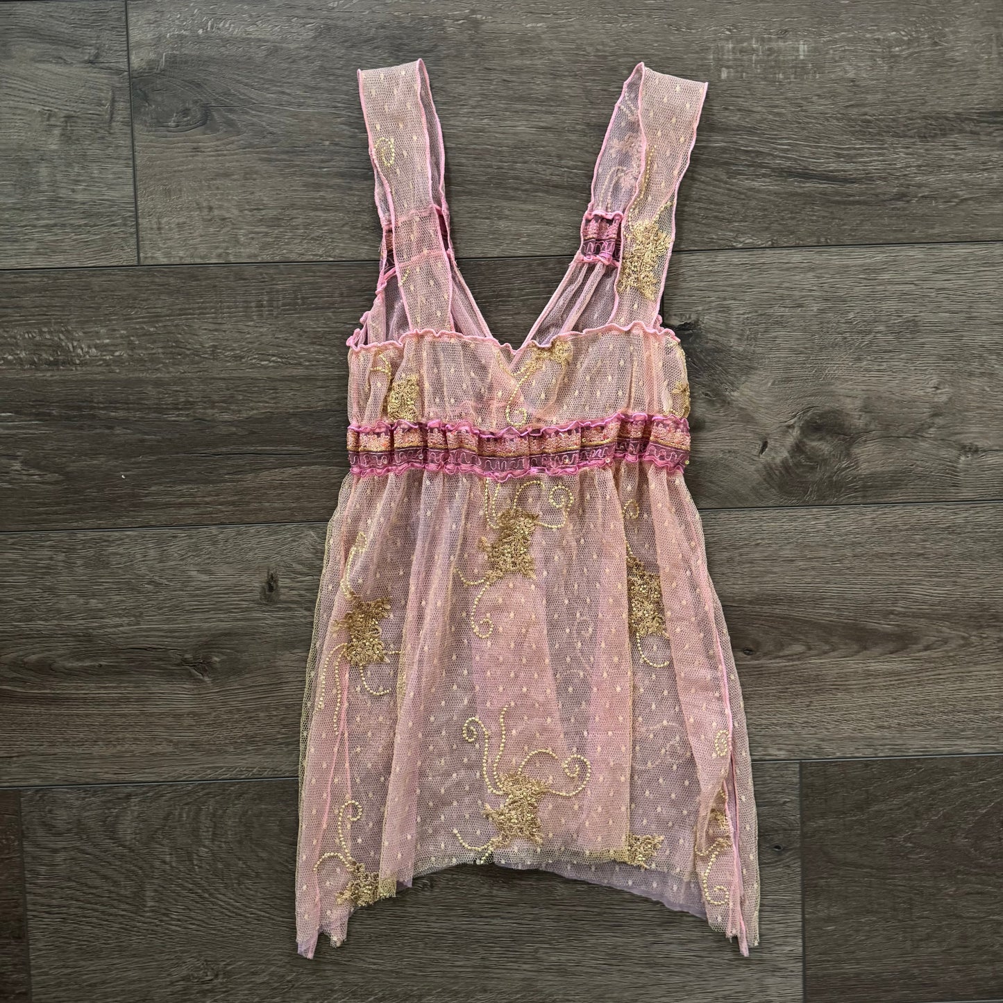 pink & gold mesh y2k fairycore top